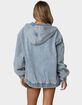 EDIKTED Hooded Vintage Washed Denim Bomber Jacket image number 5