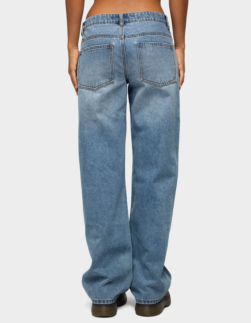 EDIKTED Juju Distressed Low Rise Baggy Jeans image number 2