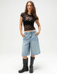 FULL TILT Lace Bow Womens Baby Tee image number 2