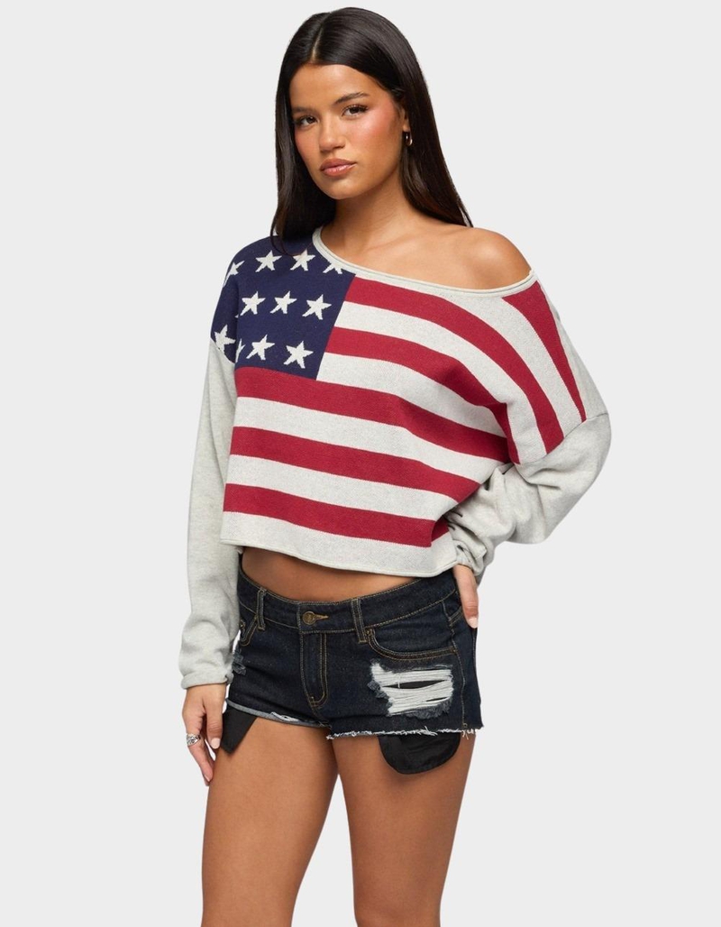 EDIKTED Usa Off Shoulder Sweater image number 1