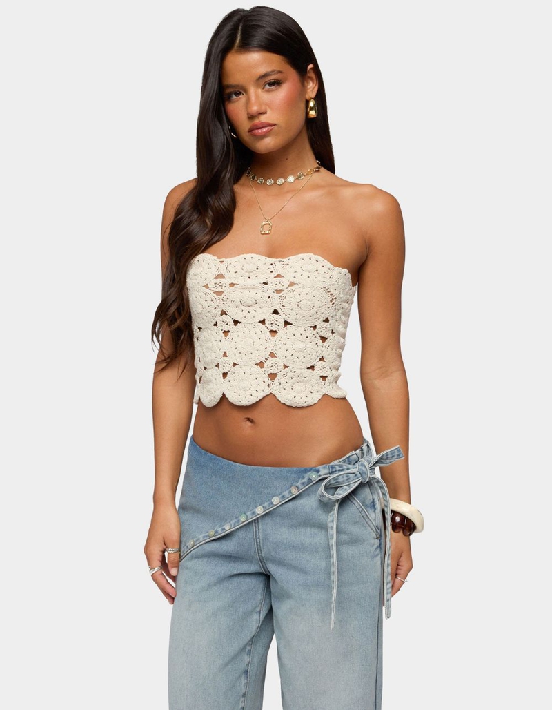 EDIKTED Laurin Crochet Strapless Top image number 0