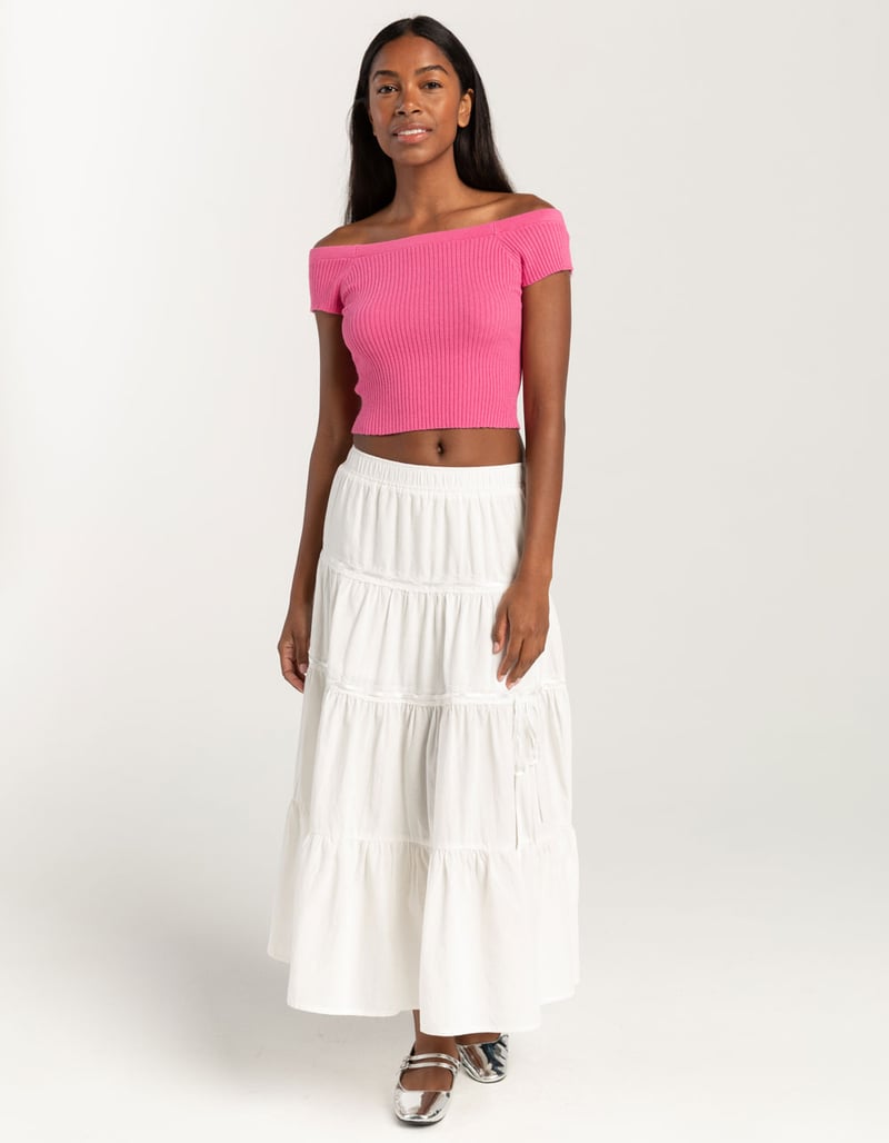 FULL TILT Off The Shoulder Rib Womens Top image number 1