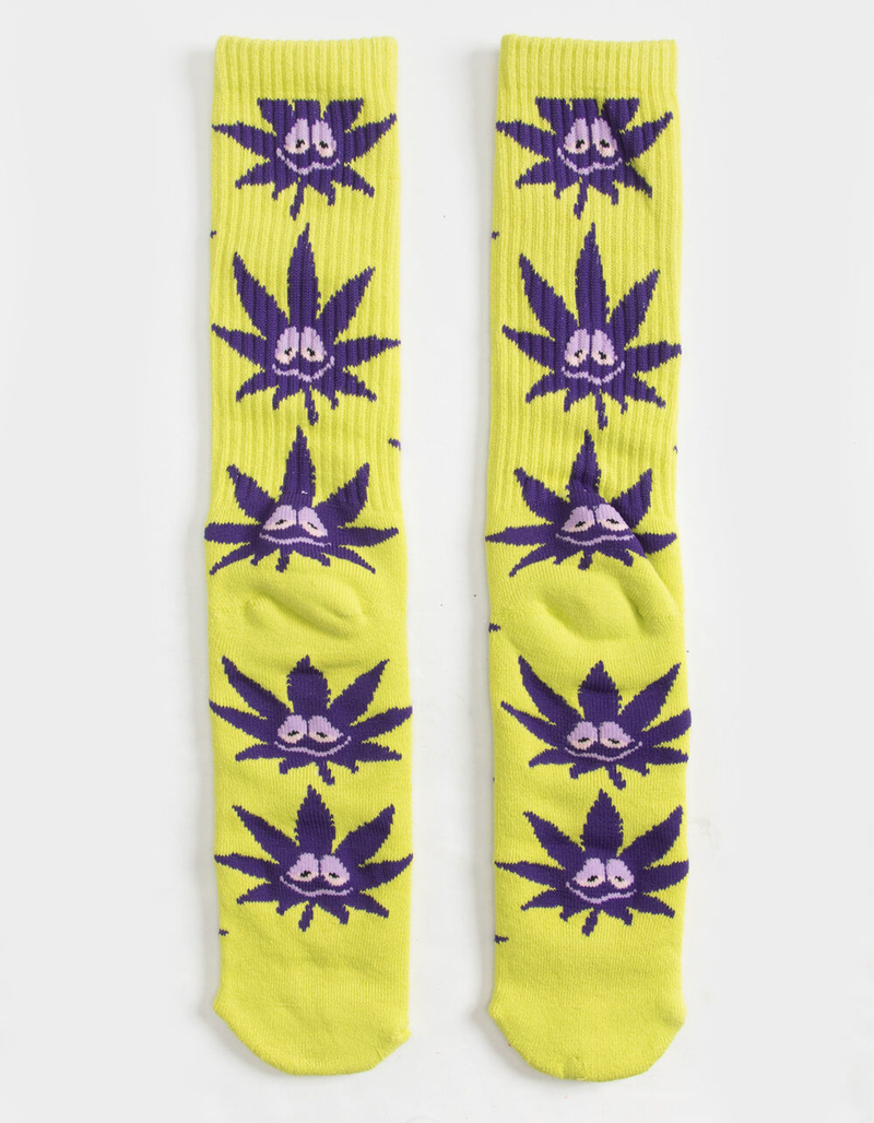 HUF Green Buddy Strains 2.0 Mens Yellow Crew Socks image number 1