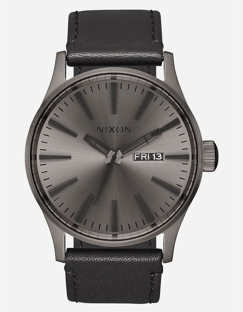 NIXON Sentry Leather Gunmetal Watch image number 0