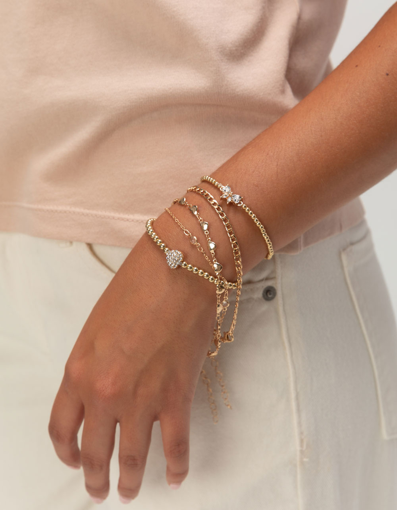 FULL TILT 5 Pack Chain/Heart Beaded Bracelet Set image number 1
