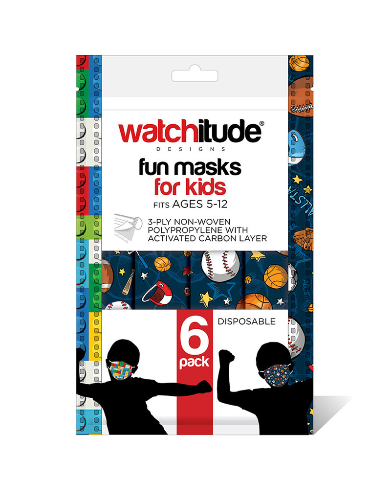 6 Pack Sports/Build Up Kids Fashion Face Masks image number 3