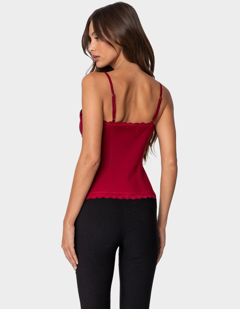 EDIKTED Crimson Lacey Split Front Top image number 4