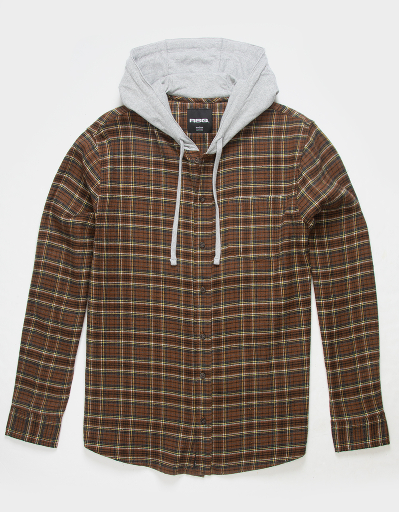 RSQ Mens Plaid Hooded Flannel image number 1