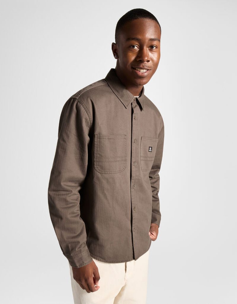 CONVERSE Washed Mens Button Up Shirt image number 2