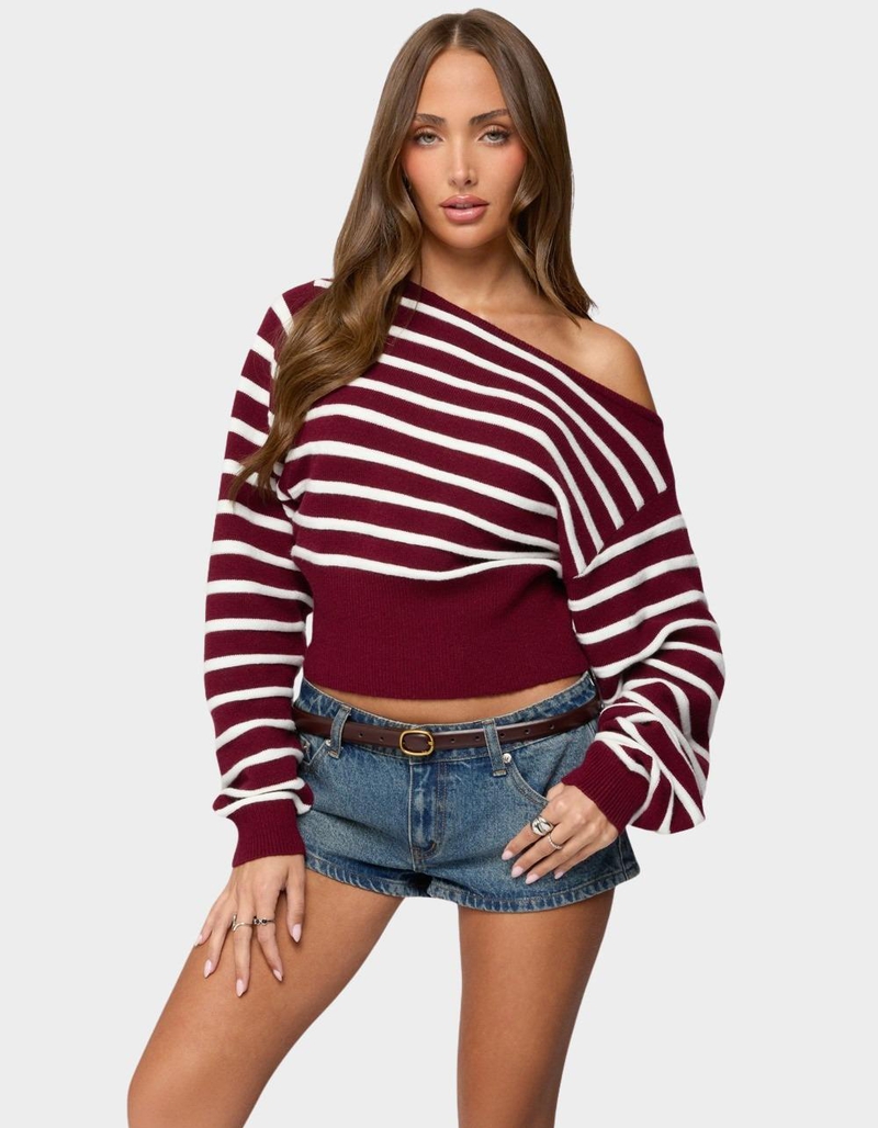 EDIKTED Mika Off Shoulder Oversized Sweater image number 0