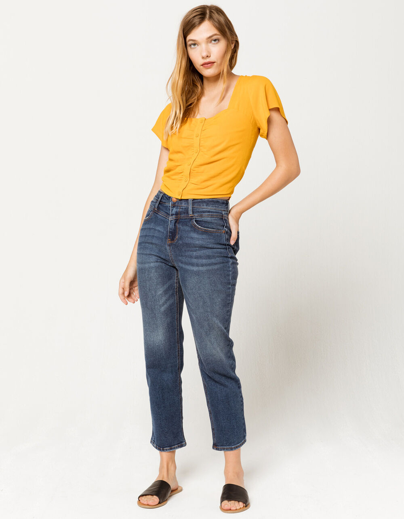 SKY AND SPARROW Square Neck Button Womens Top image number 3