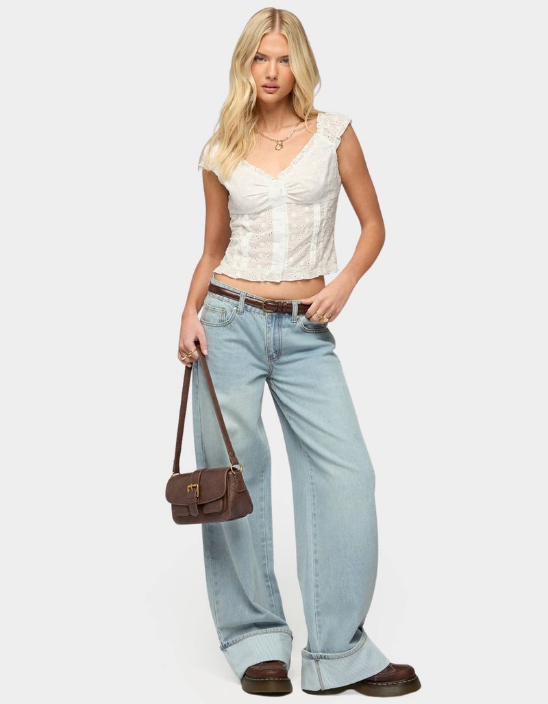 EDIKTED Contrast Heart Low Rise Baggy Jeans image number 3