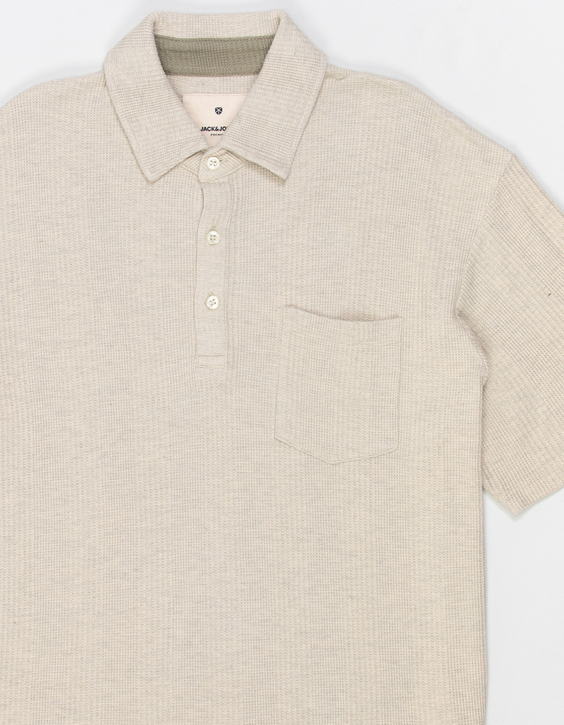 JACK & JONES Blueweston Mens Waffle Polo Shirt OATMEAL Tillys