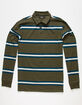 RSQ Olive Striped Mens Rugby Shirt image number 2