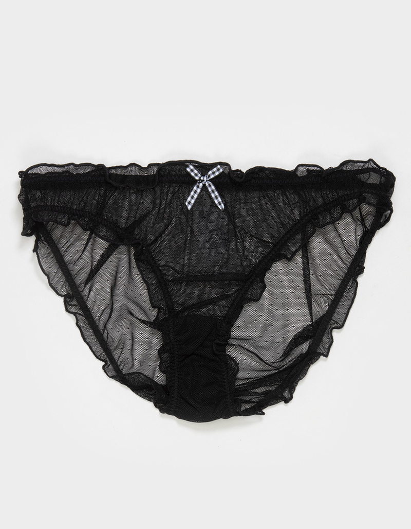 FULL TILT Mesh Dot Gingham Bow Bikini Panties image number 0