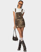 EDIKTED Leopard Denim Overall Mini Dress image number 1