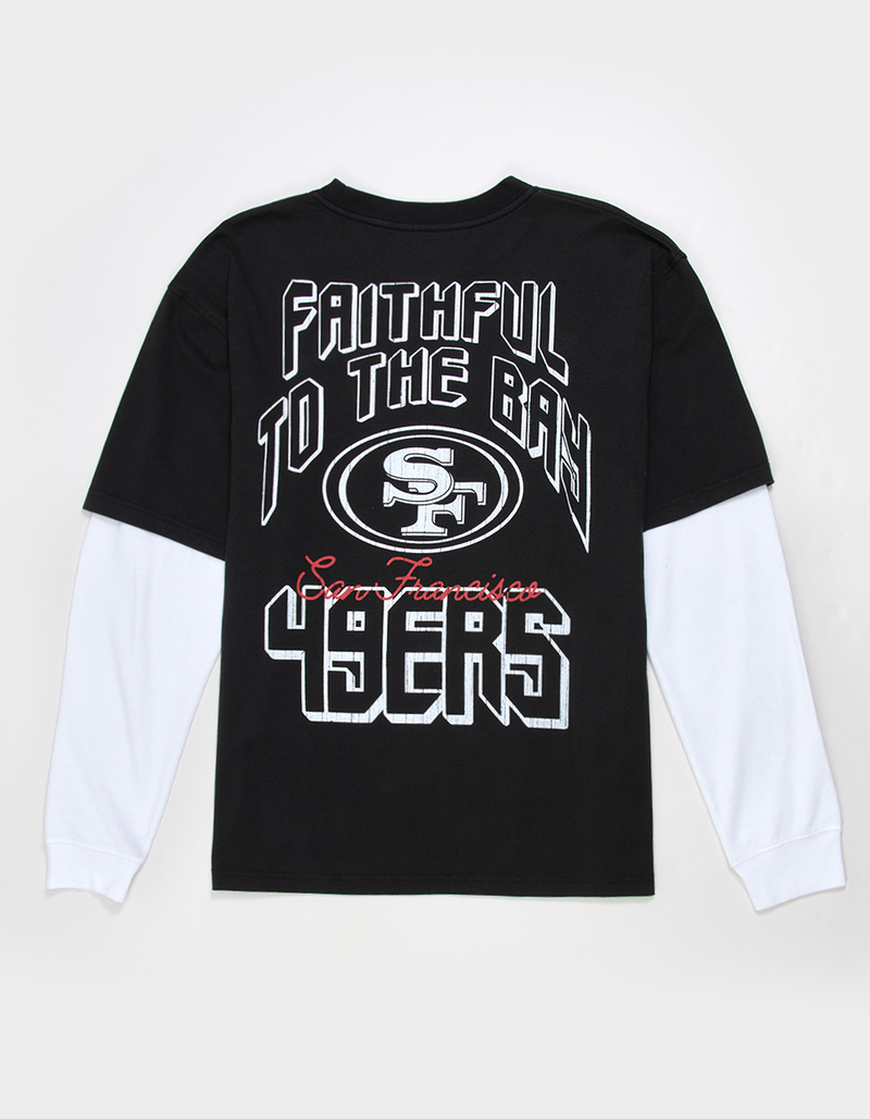 THE WILD COLLECTIVE San Francisco 49ers Mens Long Sleeve Boxy 2fer Tee image number 0