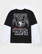 THE WILD COLLECTIVE San Francisco 49ers Mens Long Sleeve Boxy 2fer Tee image number 1