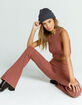 SKY AND SPARROW Womens Rust Rib Flare Pants image number 1