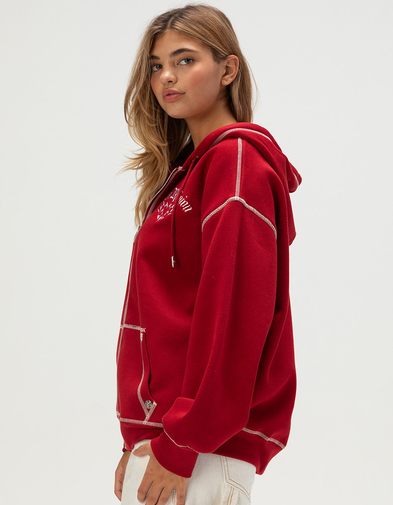 TRUE RELIGION Winged Heart Applique Womens Zip-Up Boyfriend Hoodie image number 2