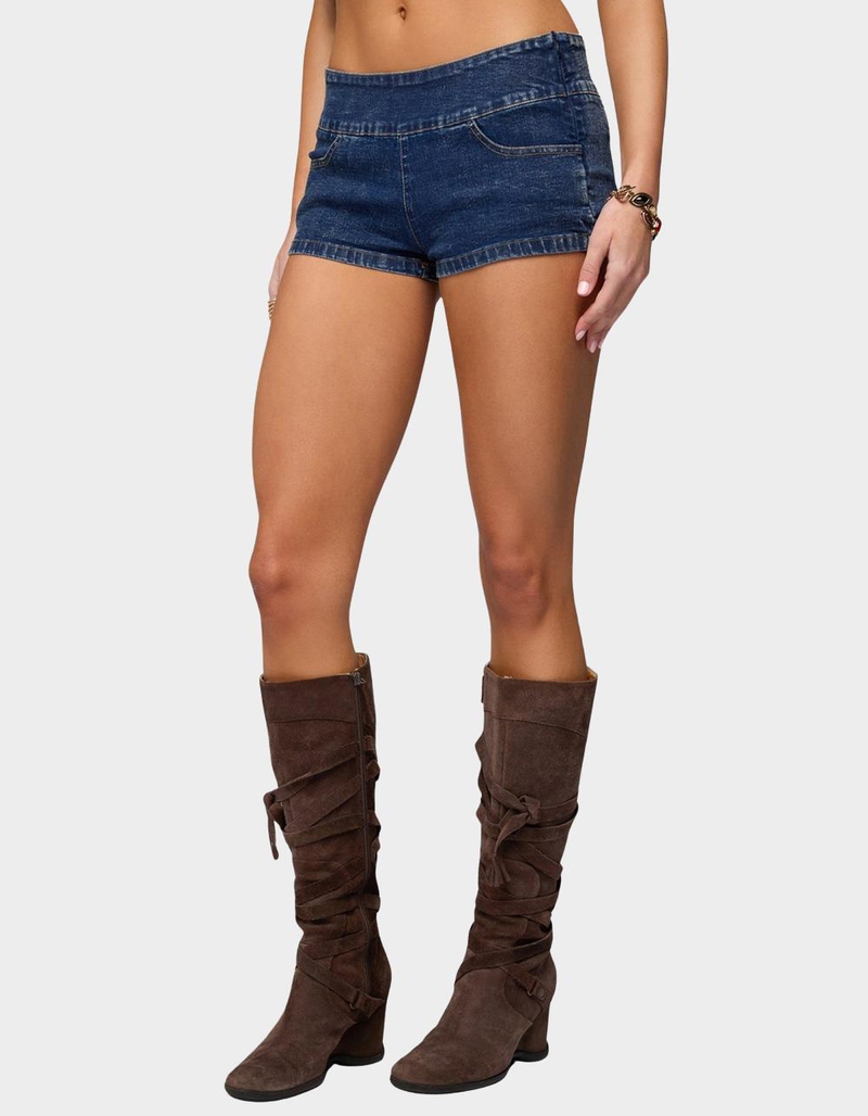 EDIKTED Zaida Stretchy Denim Micro Shorts image number 1