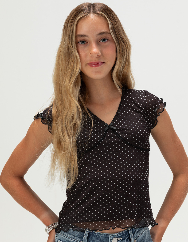 RSQ Girls Polka Dot Mesh Top image number 0