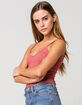 BOZZOLO Wide Rib Womens Red Crop Tank Top image number 2