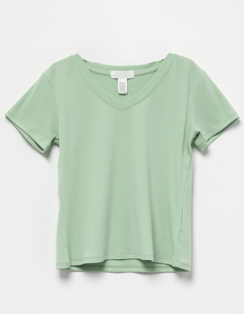 FULL TILT Essentials Girls V Neck Rib Tee image number 5