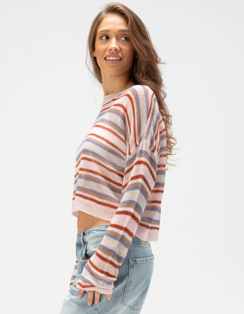 FULL TILT Multi Stripe Womens Mesh Sweater image number 2