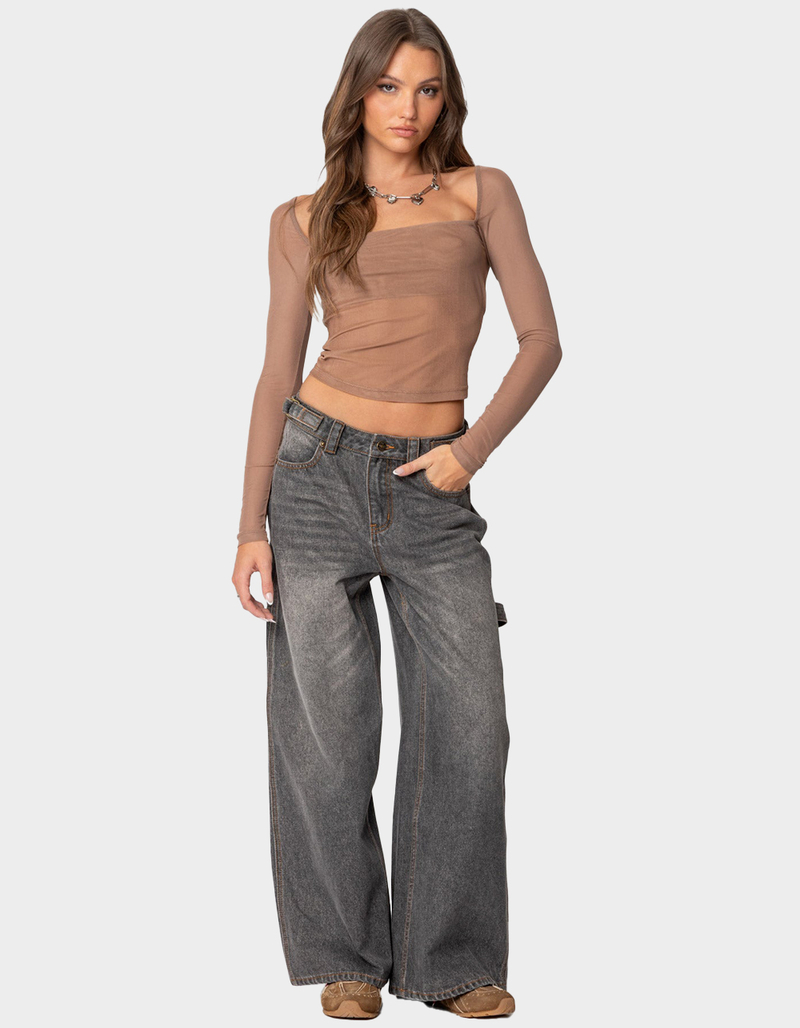 EDIKTED Baggy Washed Low Rise Carpenter Jeans image number 1