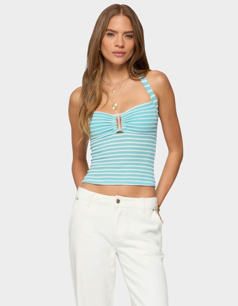 EDIKTED Lovina Textured Striped Halter Top image number 0