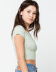 IVY & MAIN Ditsy Surplice Womens Sage Crop Top image number 2