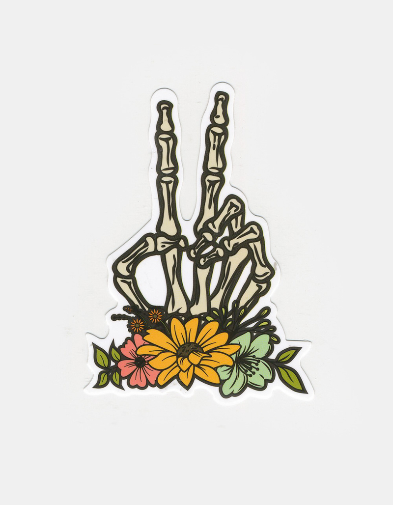 Peace Skeleton Floral Sticker image number 0