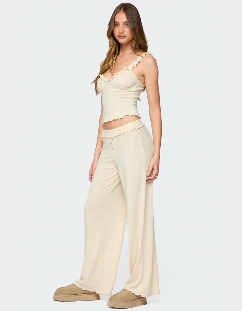 EDIKTED Posy Ruffle Pointelle Pants image number 2