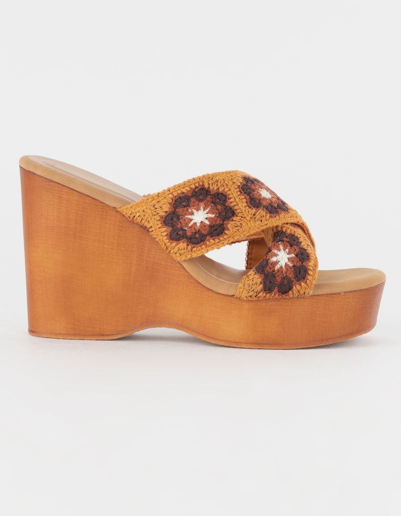 BAMBOO Crochet Womens Wedge Sandals image number 1