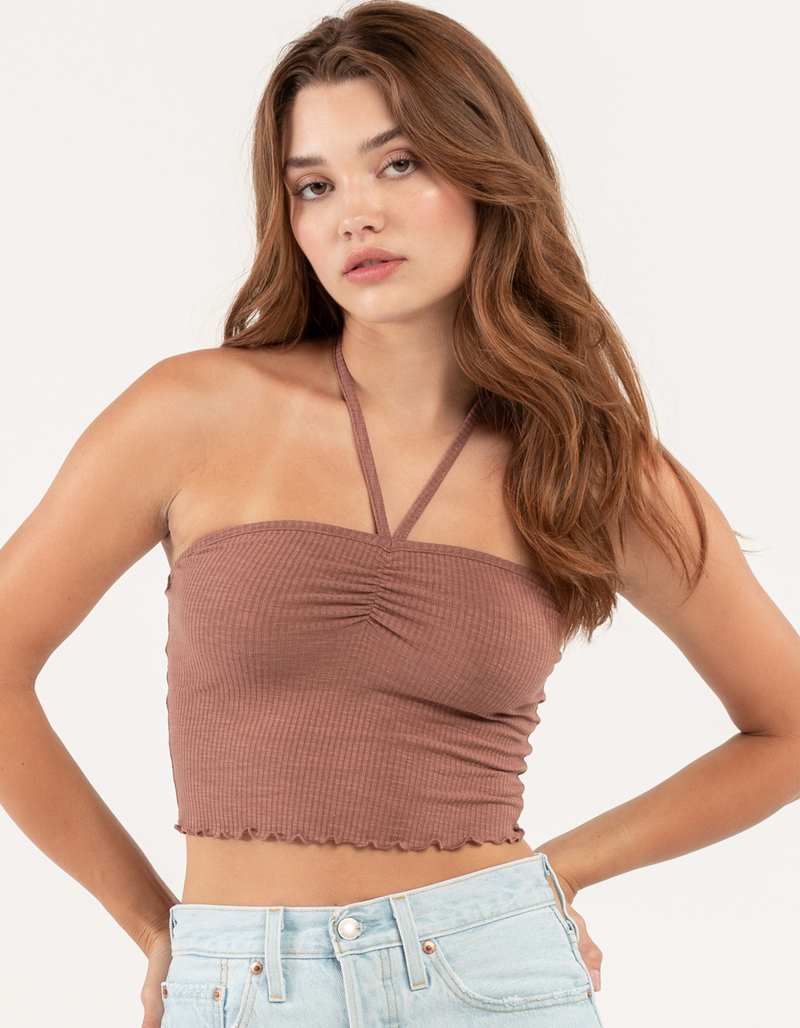 DESTINED Cinched Neck Womens Halter Top image number 0