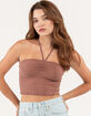 DESTINED Cinched Neck Womens Halter Top image number 1