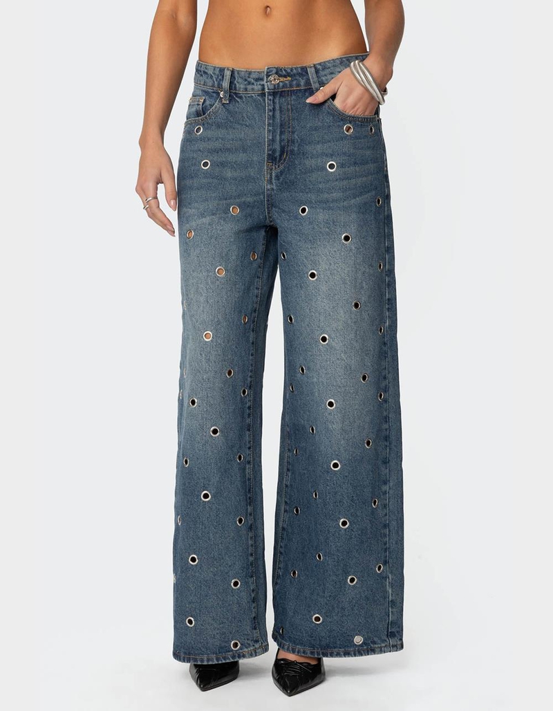 EDIKTED Jainie Grommet Low Rise Jeans image number 0