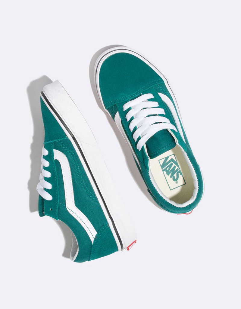 VANS Old Skool Quetzal Green & True White Kids Shoes image number 2