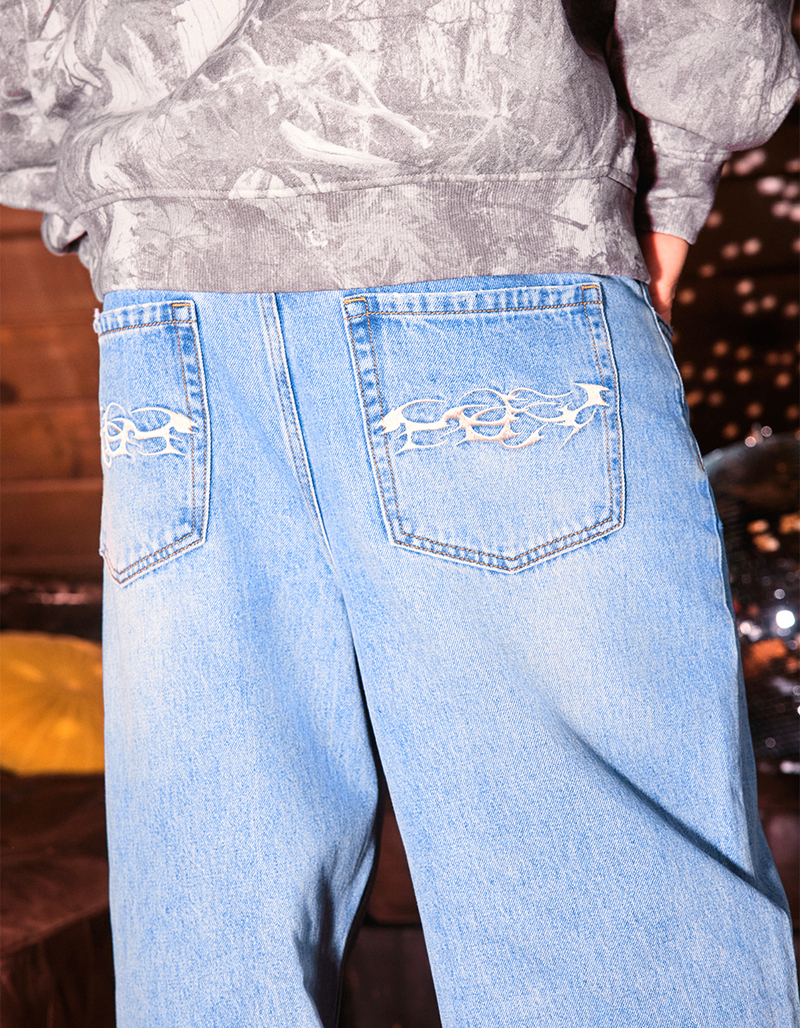 RSQ Mens Baggy Embroidered Jeans image number 4