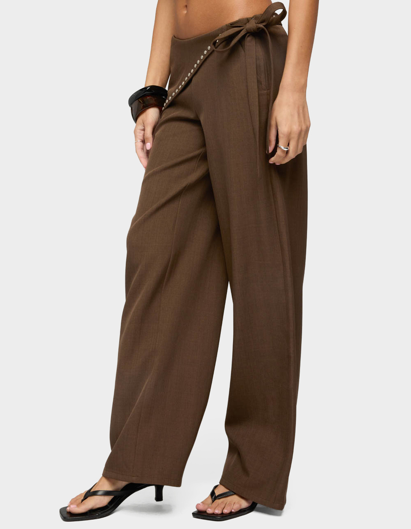 EDIKTED Avery Studded Foldover Straight Leg Pants image number 1