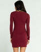 SKY AND SPARROW Surplice Burgundy Bodycon Dress image number 3