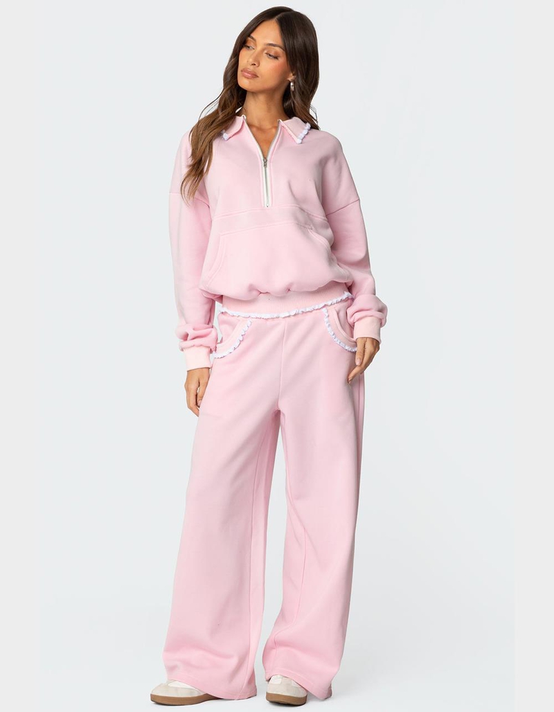 EDIKTED Ashtin Ruffle Trim Sweatpants image number 2