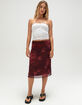 FULL TILT Low Rise Floral Womens Mesh Midi Skirt image number 1