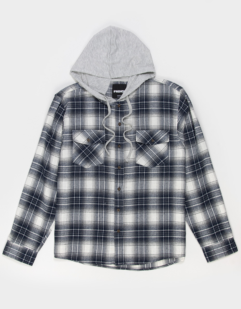 RSQ Mens Plaid Hooded Flannel image number 1