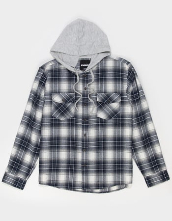 RSQ Mens Plaid Hooded Flannel Alternative Image