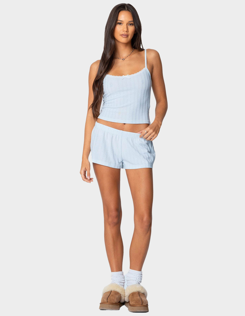 EDIKTED Irene Low Rise Pointelle Micro Shorts image number 1