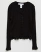 WHITE FAWN Lace Trim Girls Black Knit Top image number 2