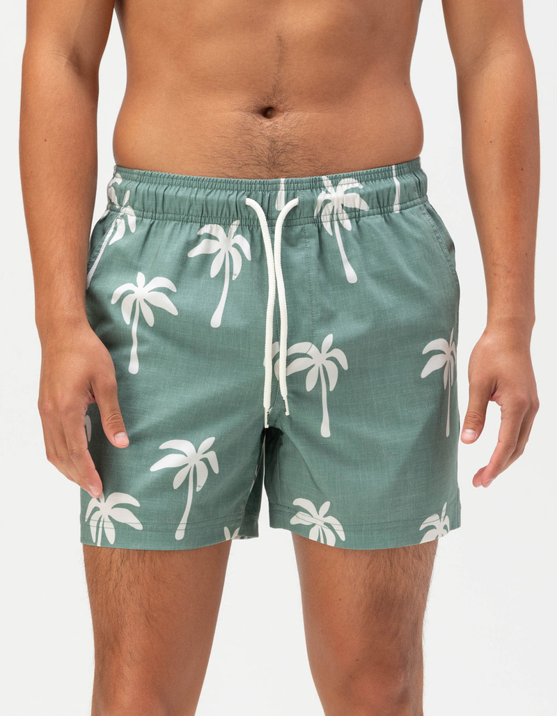RSQ Mens Big Palms Swim Shorts - DK GREEN