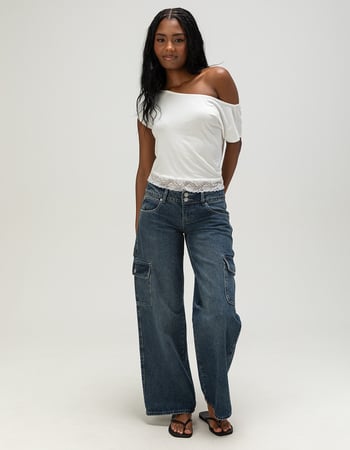 RSQ Womens Low Rise Original Baggy Cargo Jeans Primary Image